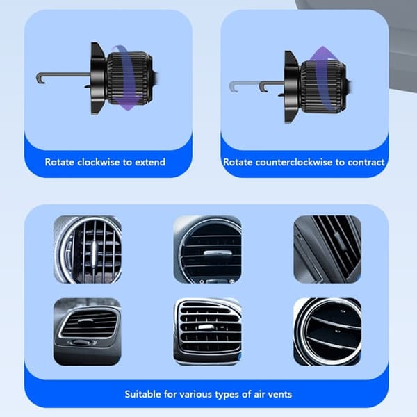 YESIDO Bilhållare Luftventil Outlet Rotatable C241 - Svart Svart
