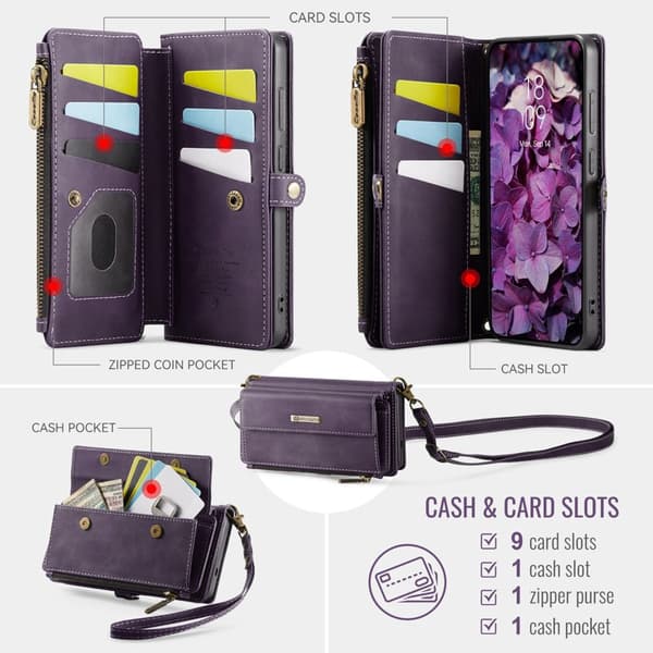 CaseMe Plånboksfodral för Samsung Galaxy S26 Plus Konstläder RFID - Lila
