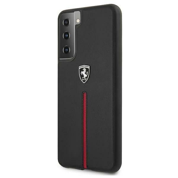 Ferrari Cover Galaxy S21 Off Track Læder Nylon Stribe - Sort Black