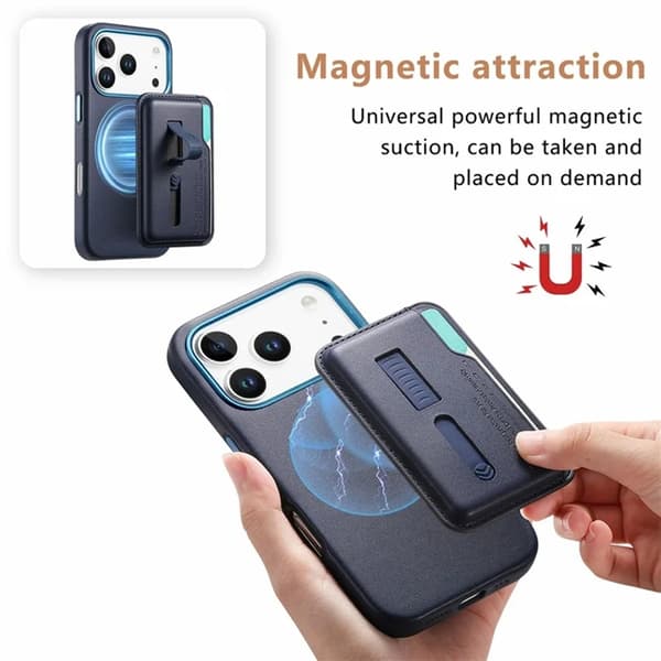 Mobilskal till iPhone 17 Pro Max Magsafe Detachable korthållare - Blå Blå