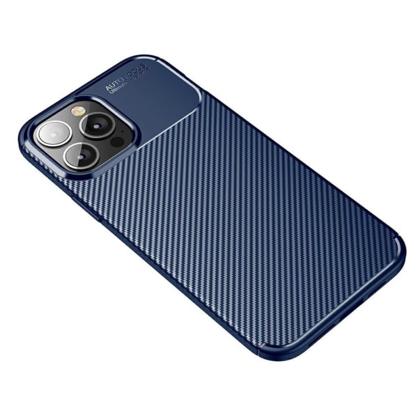 Carbon Fiber Mobiltelefon Taske til Apple iPhone 13 Pro - Blå Blue