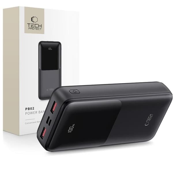 Tech-Protect Powerbank 20000mAh 22.5W - Sort Svart
