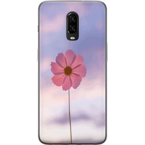 Mobilcover til OnePlus 6T med lyserød blomst