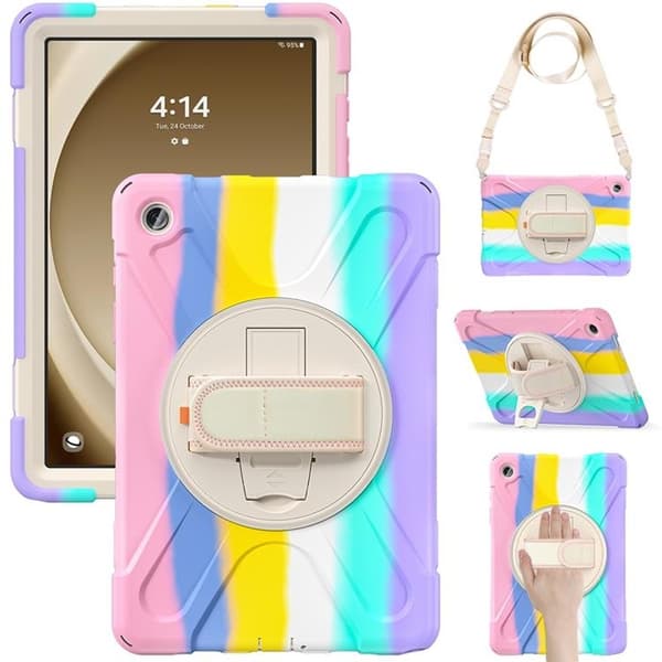 Mobilskal till Galaxy Tab A9 Plus Kickstand Handrem Med Axelrem Rosa