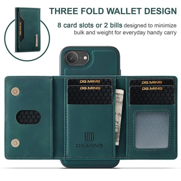 DG.MING M2 Series Mobilskal till iPhone 16e PU + PC + TPU - Grön