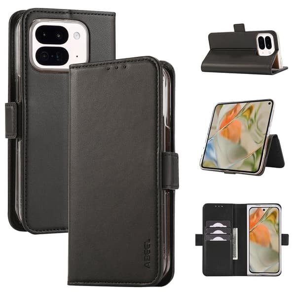 ABEEL Style A02 Konstläder Plånboksfodral för Google Pixel 9 Pro - Svart
