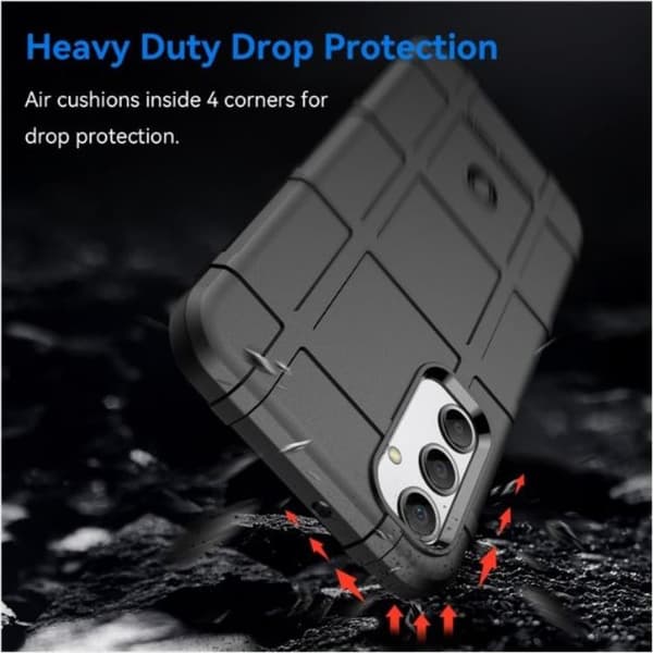 Galaxy A24 4G -puhelinkotelo Rugged Square Grid - Musta Black