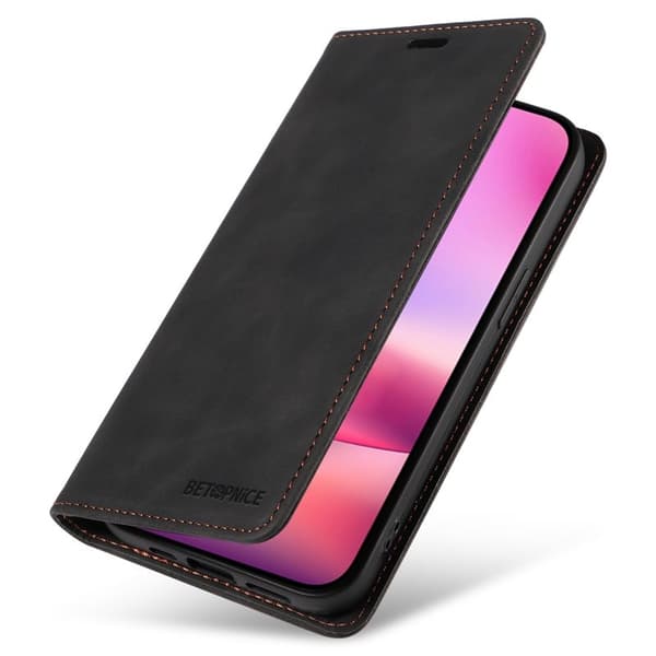 BETOPNICE 003 iPhone 16 Plånboksfodral i Konstläder - Svart