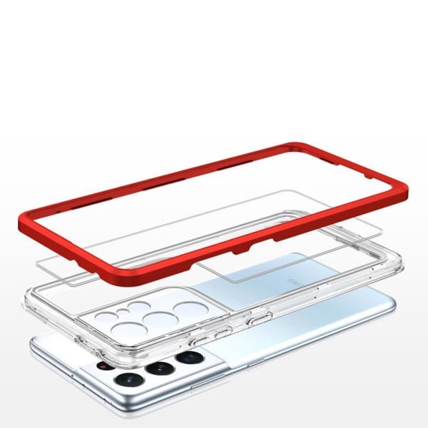 Galaxy S22 Ultra Cover Clear 3in1 - punainen