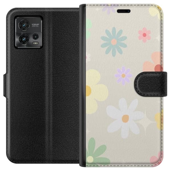 Plånboksfodral till Motorola Moto G72 med fejdande blommor