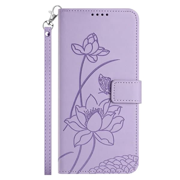 iPhone 17 Pro Max Konstläder Plånboksfodral Lotus Imprint - Lila Lila
