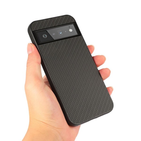 Carbon Fiber Leather Case Google Pixel 6 - musta Black