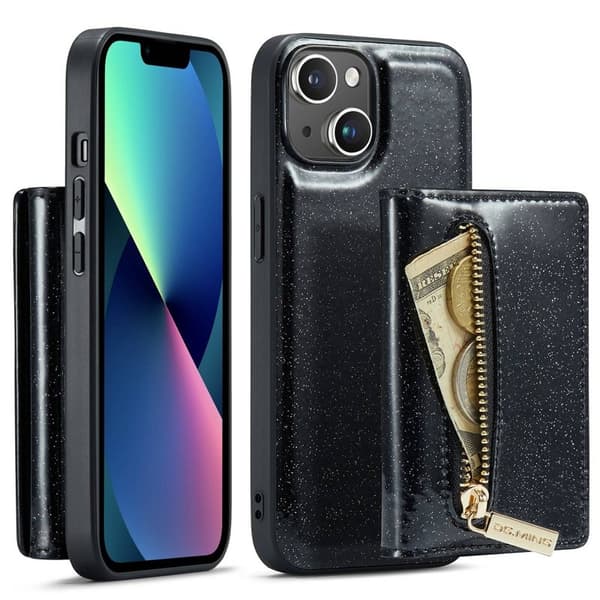 DG.MING M3 Series Magnetiskt Konstläder Plånboksfodral till iPhone 13 - Svart