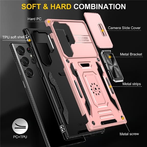 Mobilskal till Galaxy S25 Ultra Kickstand Slide - Roséguld Roséguld
