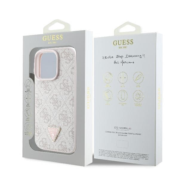 Guess Mobilskal till iPhone 16 Pro Max 4G Triangle Strass - Rosa Rosa