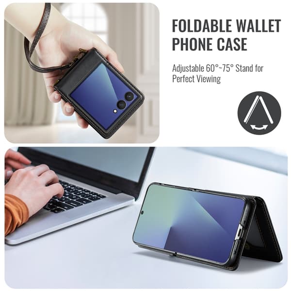 CASEME Galaxy Z Flip 7 Plånboksfodral RFID Blocking C22 - Svart Svart