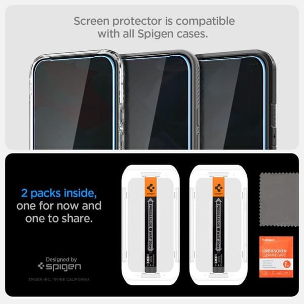 Spigen [2-Pack] Google Pixel 9/9 Pro Skärmskydd Härdat Glas EZ-FIT