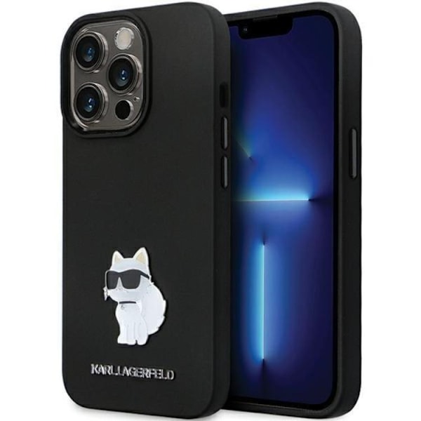KARL LAGERFELD iPhone 14 Pro Max Mobilskal Silikon C Metal Pin Svart