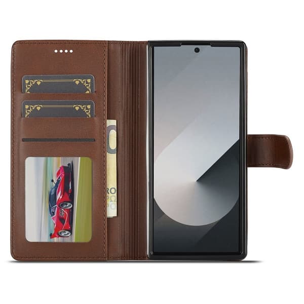 LC.IMEEKE Samsung Galaxy Z Fold7 Plånboksfodral Konstläder - Brun
