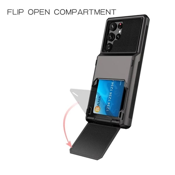 Galaxy S24 Ultra Mobilskal Flip Korthållare - Grå