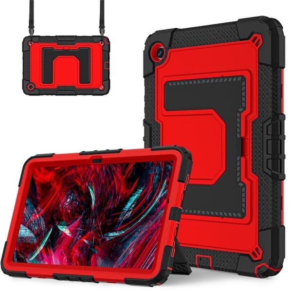 Galaxy Tab A9 Plus Skal Kickstand Med Rem Anti Drop - Röd Röd