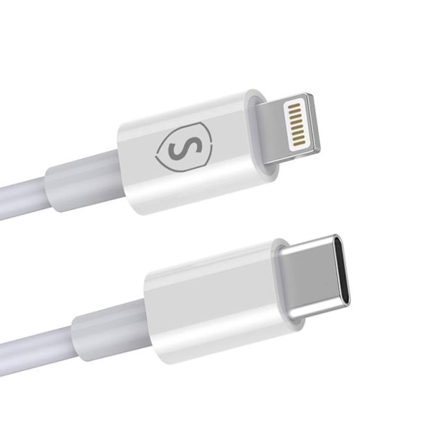 SiGN USB-C till Lightning kabel 2.1A, 0,25m - Vit