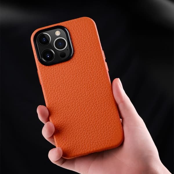 MELKCO Mobilskal till iPhone 15 Pro Max Äkta Läder + PC Magnetiskt - Svart