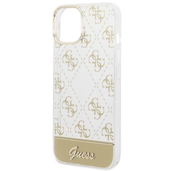 GUESS iPhone 14 Plus Skal 4G Pattern Script - Guld Guld