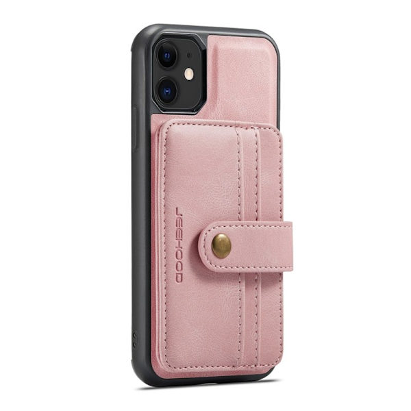 JEEHOOD Mobilskal till iPhone 11 Shockproof Wallet RFID-Skydd Rosa