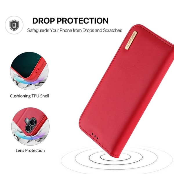 DUX DUCIS Hivo iPhone 17 Plånboksfodral Äkta läder - Röd Röd