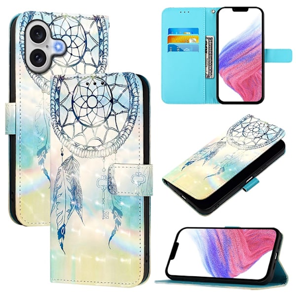 iPhone 17 Plånboksfodral Printing Pattern Med Strap Flerfärgad