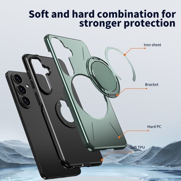 Mobilskal för Samsung Galaxy S26 Plus Magnetiskt Kickstand TPU + PC - Grön