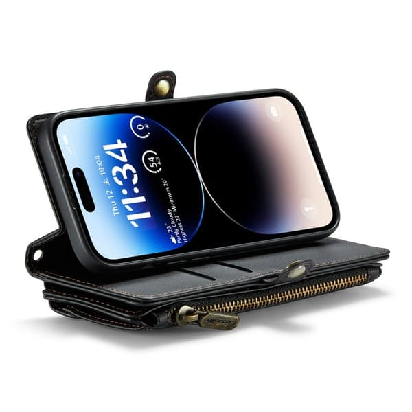 CASEME Plånboksfodral Konstläder för iPhone 14 Pro - Svart