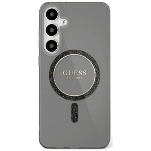 Guess Telefontaske til Galaxy S25 MagSafe Glitter Circle Classic Logo - Sort Black