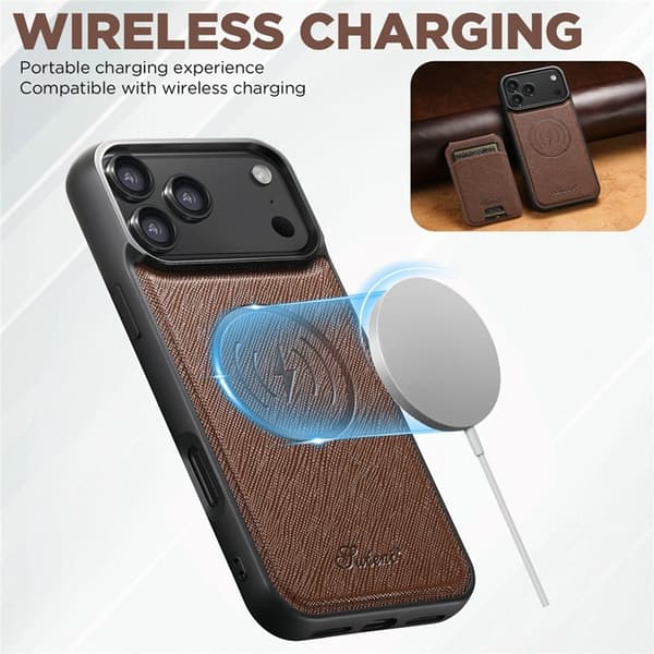 SUTENI Mobilskal till iPhone 17 Pro MagSafe Cross Texture H18 - Brun Brun