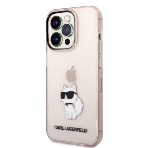 Karl Lagerfeld iPhone 14 Pro -mobiilikotelo Ikonik Choupette - vaaleanpunainen