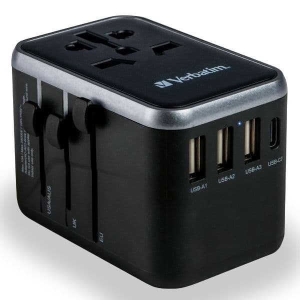 Verbatim Rejselader 61W PD 2xUSB-C 3xUSB-A EU/UK/USA - Sort Svart