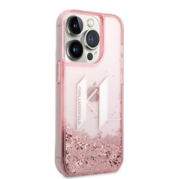 Karl Lagerfeld iPhone 14 Pro -kotelo Glitter Big KL - vaaleanpunainen