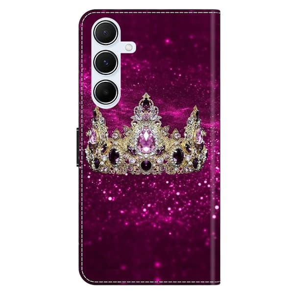 Galaxy A17 5G Konstläder Plånboksfodral Pattern Printing - Lila Diamond Crown Lila