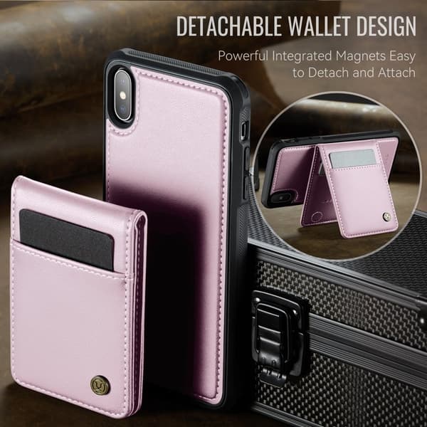 JEEHOOD J06 Mobilskal till iPhone XS Max Läder MagSafe RFID Skydd Rosa
