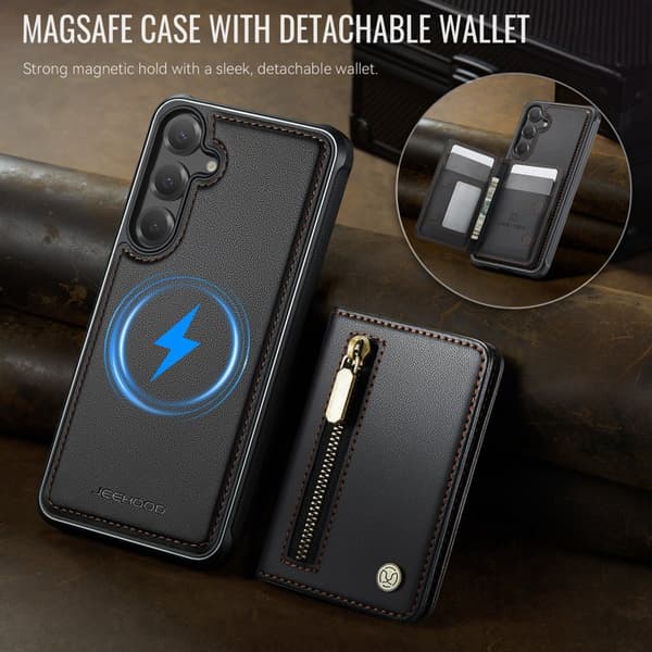 JEEHOOD Plånboksfodral för Samsung Galaxy S26 Plus Magnetiskt Kickstand - Svart