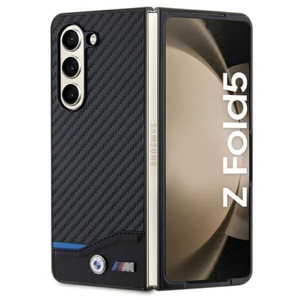 BMW Galaxy Z Fold 5 Mobilskal Læder Carbon - Sort Black