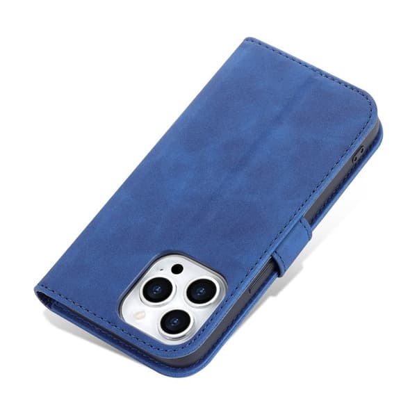 AZNS iPhone 14 Pro Plånboksfodral Konstläder TPU Stöttålig - Blå