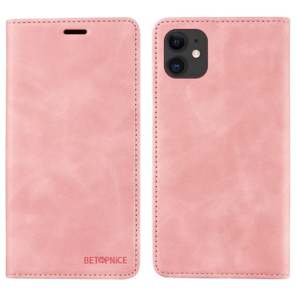 BETOPNICE 003 iPhone 12 / 12 Pro Plånboksfodral Konstläder - Rosa
