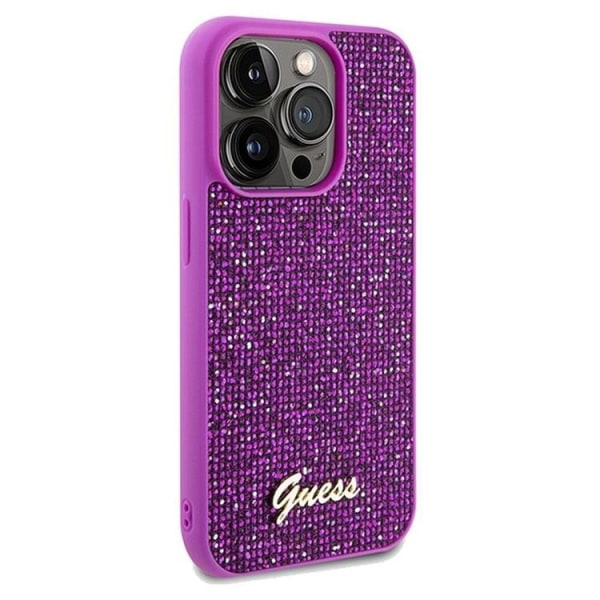 Guess iPhone 14 Pro Mobile Cover Disco Script Metal - violetti