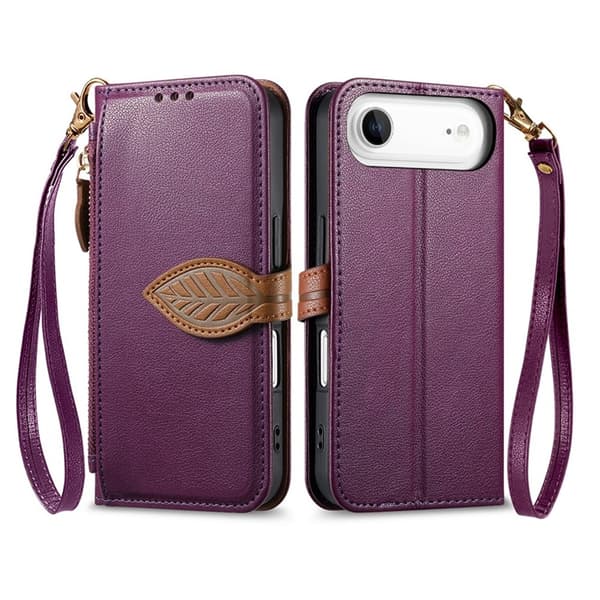 iPhone Air Plånboksfodral Leaf Magnetiskt Spänne Konstläder - Lila Lila