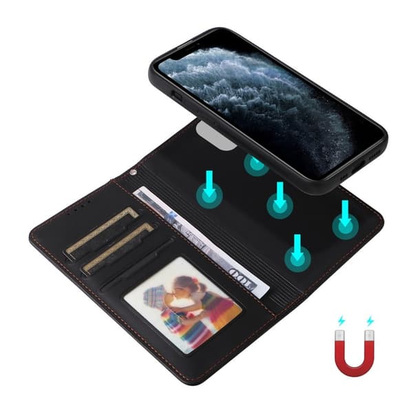 BETOPNICE iPhone 11 Pro Plånboksfodral Magnetiskt Konstläder - Svart
