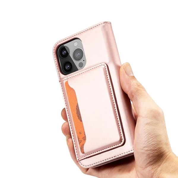 iPhone 12 Pro Lompakkokotelo Magneettiteline - Pinkki Rosa