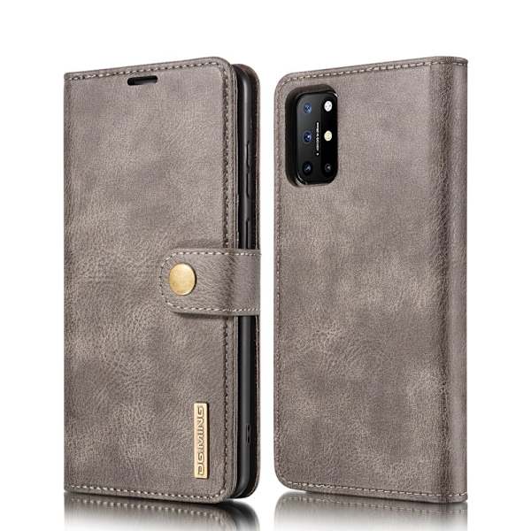 DG.MING OnePlus 8T Äkta Läder Plånboksfodral Grå