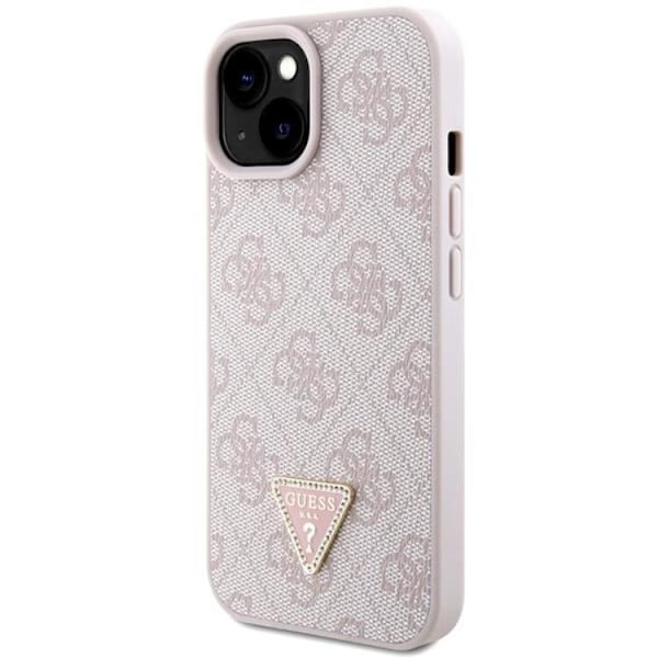 Guess iPhone 15 Mobilskal Crossbody Metall Logo - Rosa